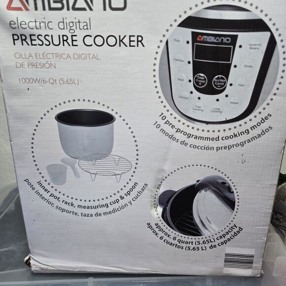 Ambiano Electric Digital Pressure Cooker 6 Qt 1000W Multi-Function Open Box - Picture 3 of 5